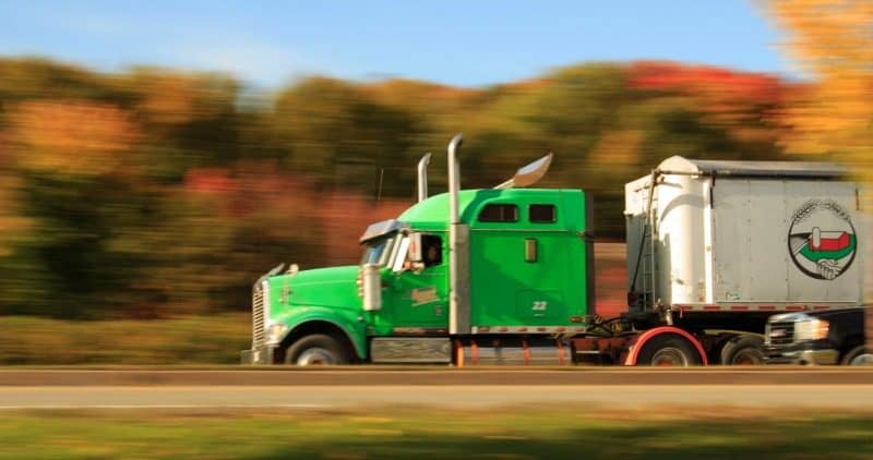 Green Truck on Highway