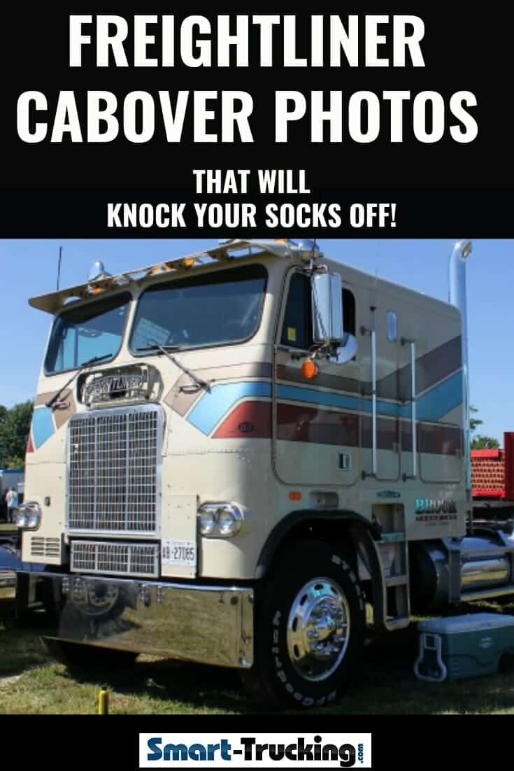 Old Freightliner Cabover 1983 Cream colour with stripes Freightliner Cabover Big Rig Truck