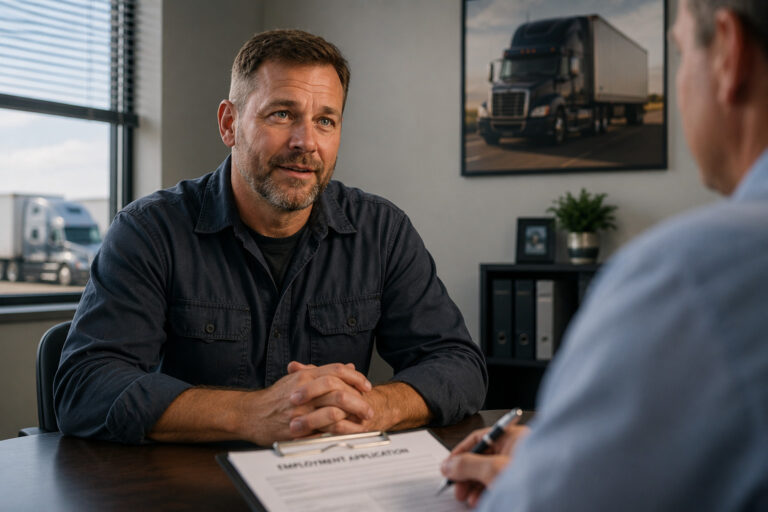 Truck driver in an interview.