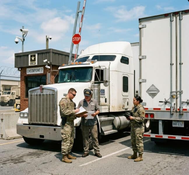 Department of Defence Clearance check point. 