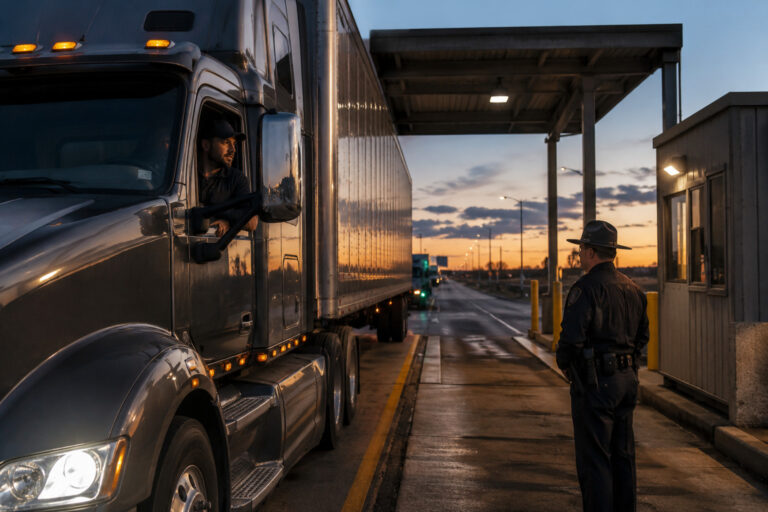 Semi Truck at Inspection Station